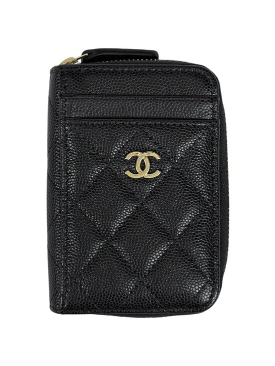 Chanel Handbags - Chanel CC Logo Coin Case Card Caviar Leather Black